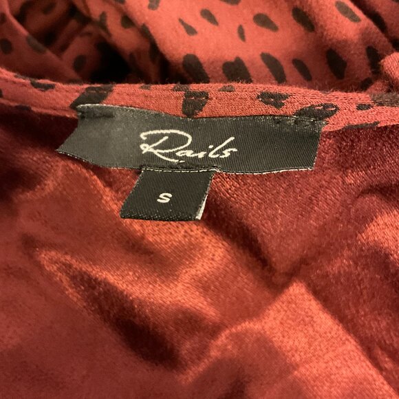 Rails Jumpsuit S Jet Rust Spotted Print Dark Red-Purple Black Short Sleeve - Picture 13 of 13